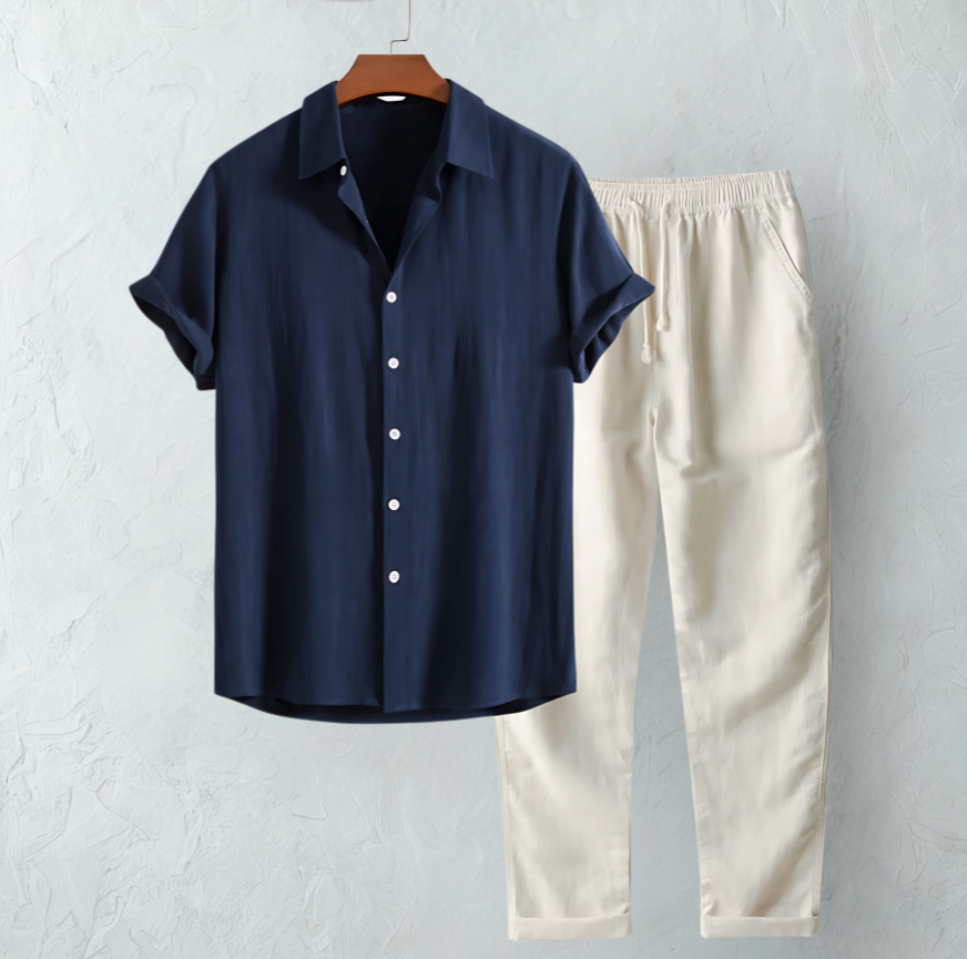 Vellaro - Chemise cubaine à manche courtes et pantalon en lin